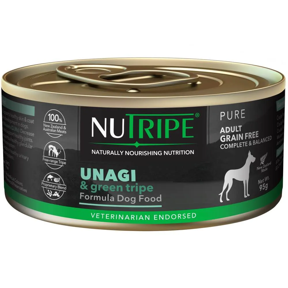 10% OFF (Exp 3Mar25): Nutripe Pure Unagi & Green Tripe Canned Dog Food 95g