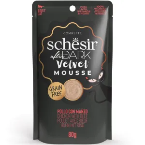 15% OFF: Schesir After Dark Velvet Mousse Chicken With Beef Grain-Free Adult Pouch Cat Food 80g