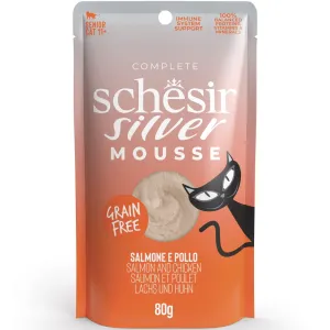 15% OFF: Schesir Silver Mousse Salmon & Chicken Grain-Free Senior Pouch Cat Food 80g