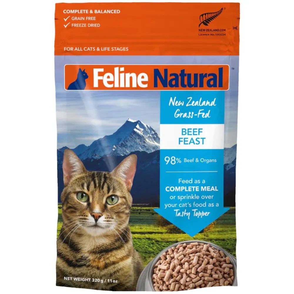 20% OFF: Feline Natural Beef Feast Freeze Dried Raw Cat Food 320g