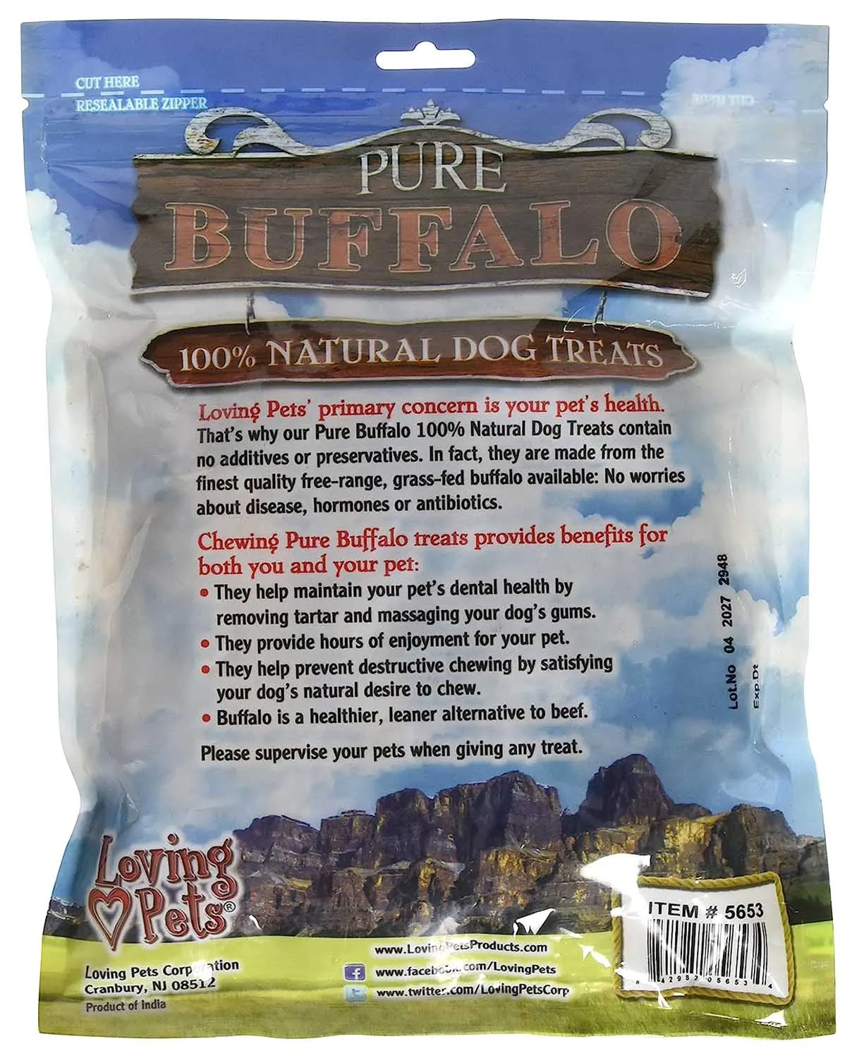 20 PK 6" Pure Buffalo Backstrap Tendon (10%)