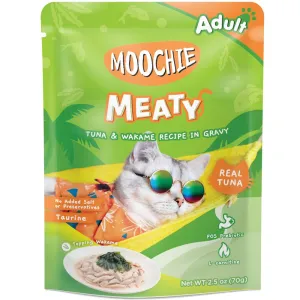 24% OFF: Moochie Meaty Tuna & Wakame Recipe In Gravy Adult Pouch Cat Food 70g x 12