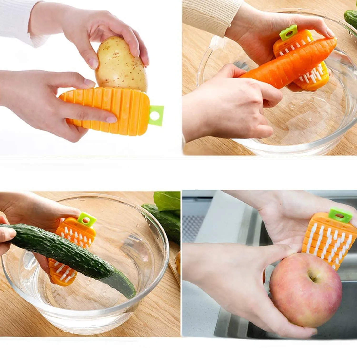 2950 Vegetable Scrubbing Brush, Vegetable Scrubber Non‑Toxic Fruit Brush Carrot Shape Vegetable Brush for Potato for Vegetable