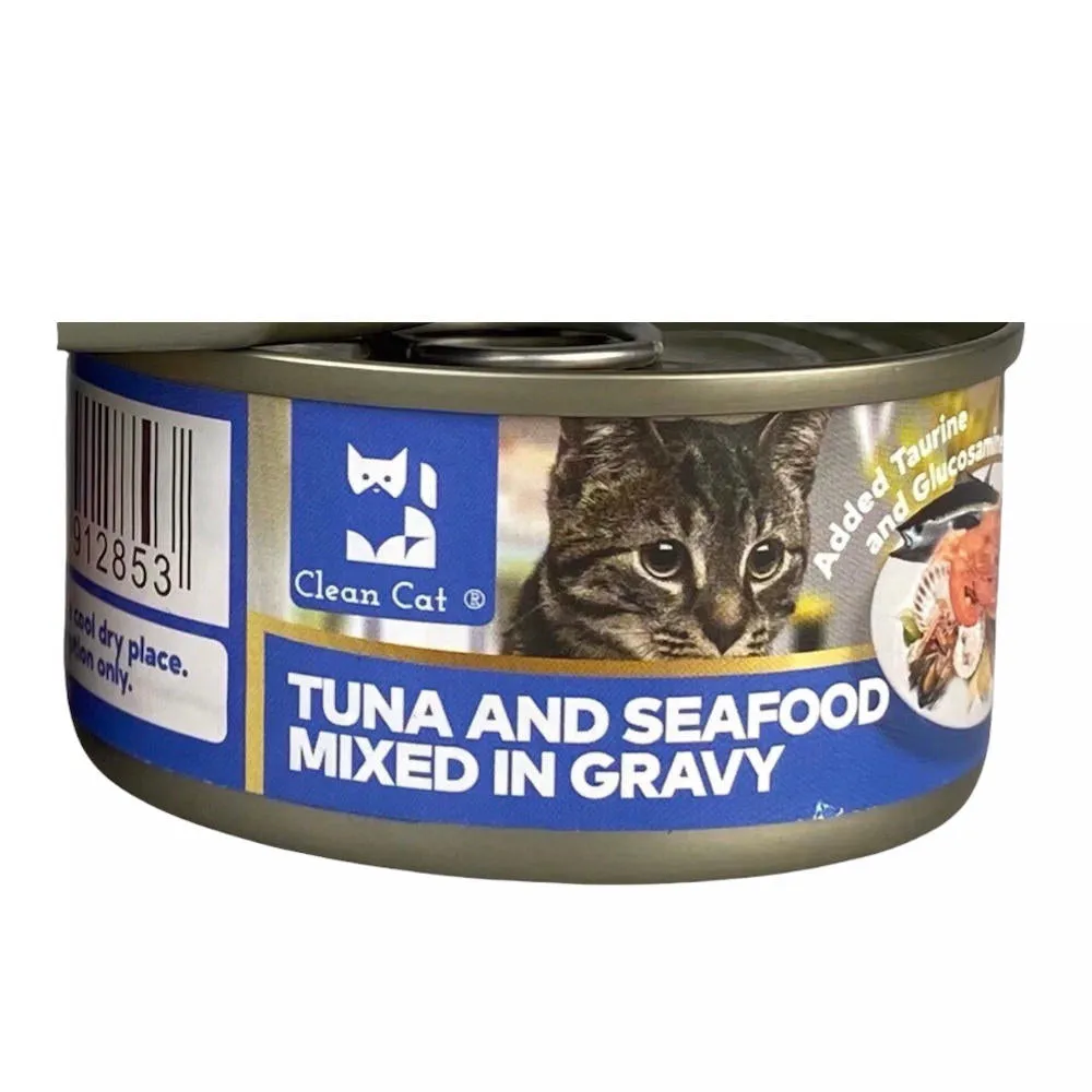 $8 OFF 24 cans: Clean Cat Tuna and Seafood Mixed in Gravy Canned Cat Food 80g x 24