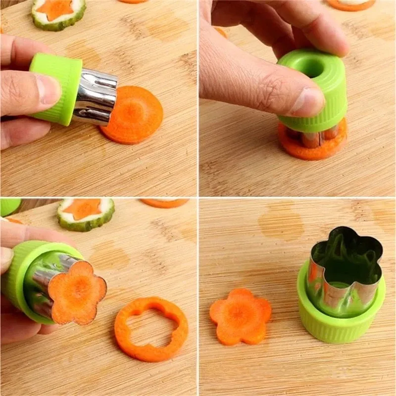 9pcs Heart Shape Vegetables Cutter Plastic Handle Portable Cook Tools Stainless Steel Fruit Cutting Die Kitchen Gadgets