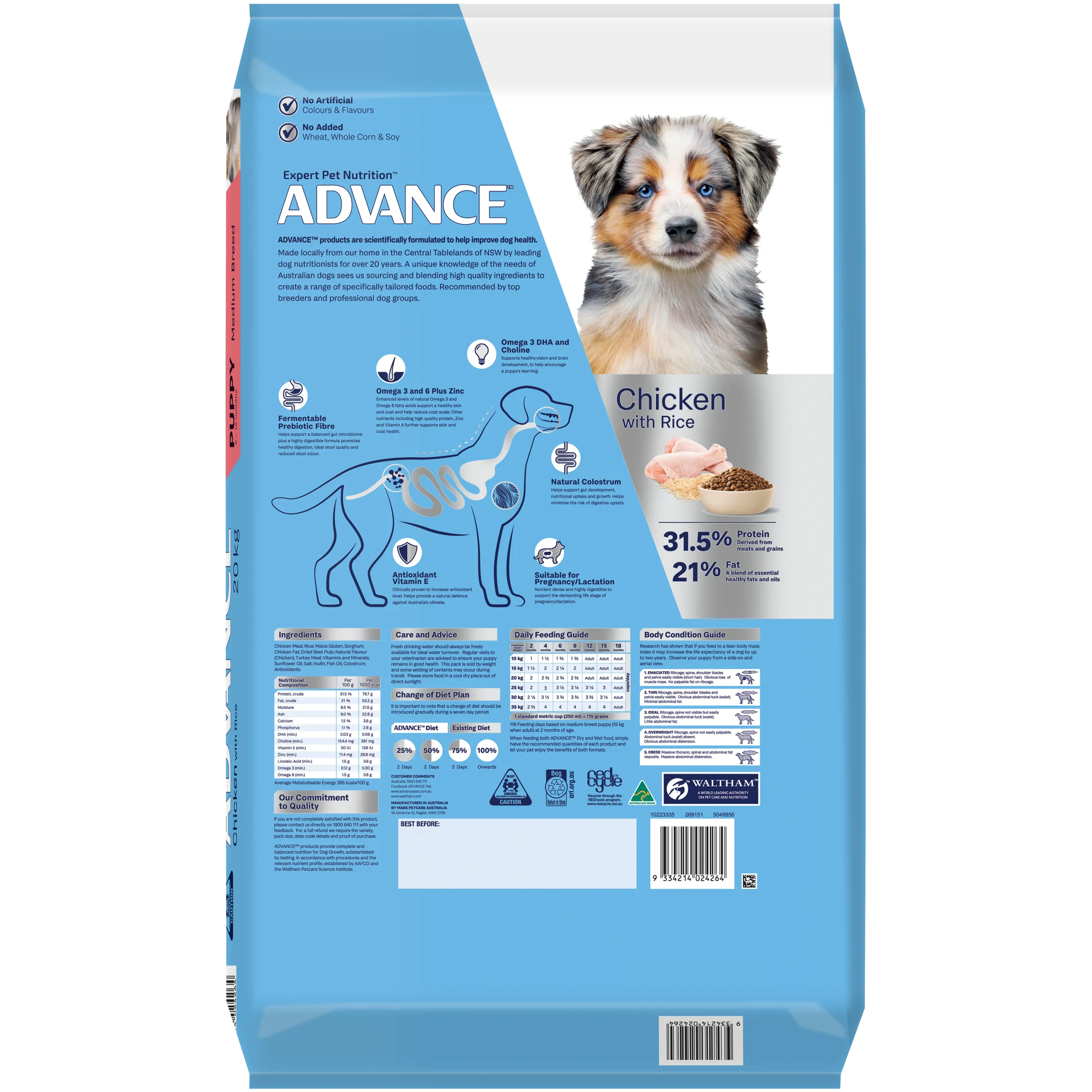 Advance Chicken and Rice Medium Breed Puppy Dry Dog Food