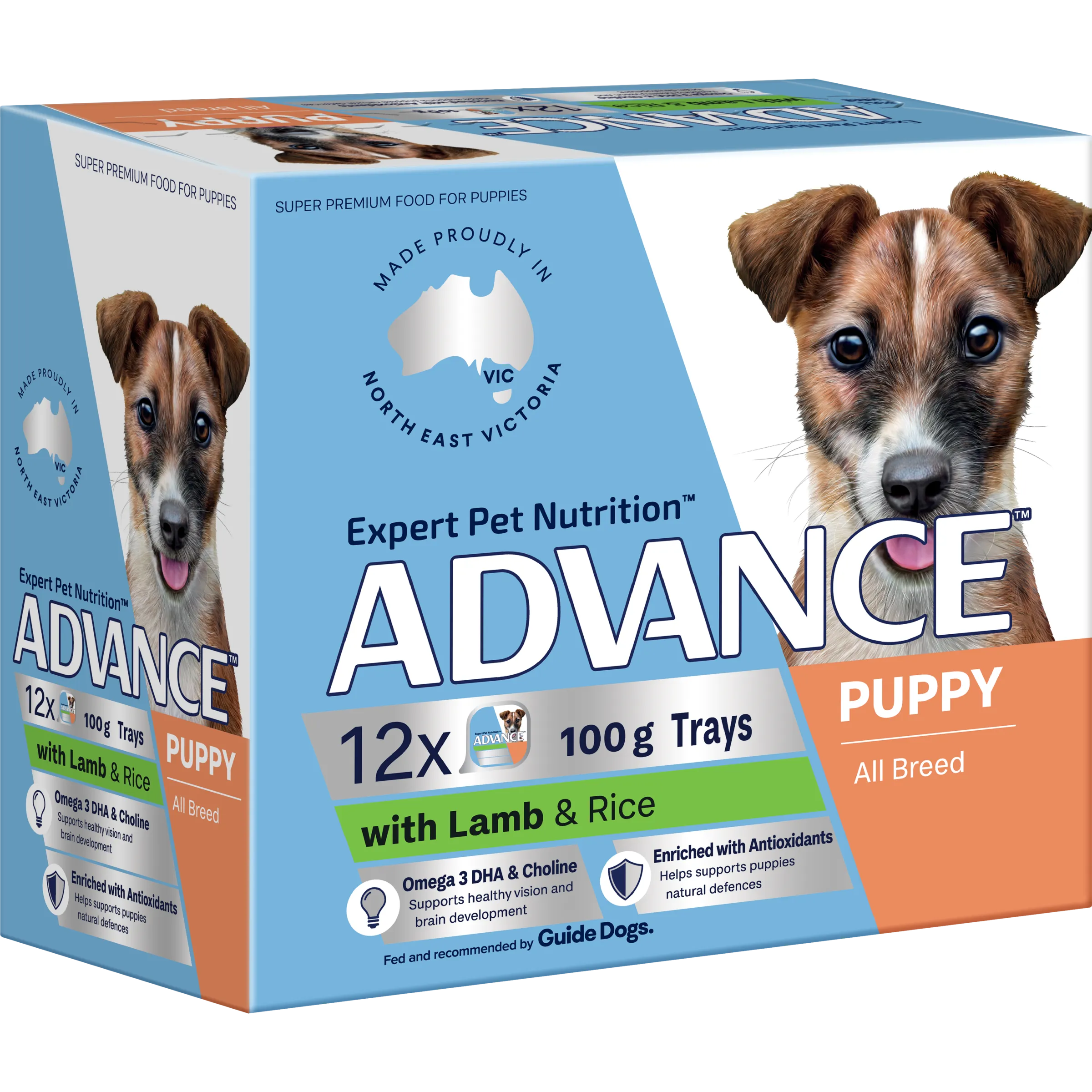 Advance Lamb and Rice All Breed Puppy Wet Dog Food Trays 100g x 12