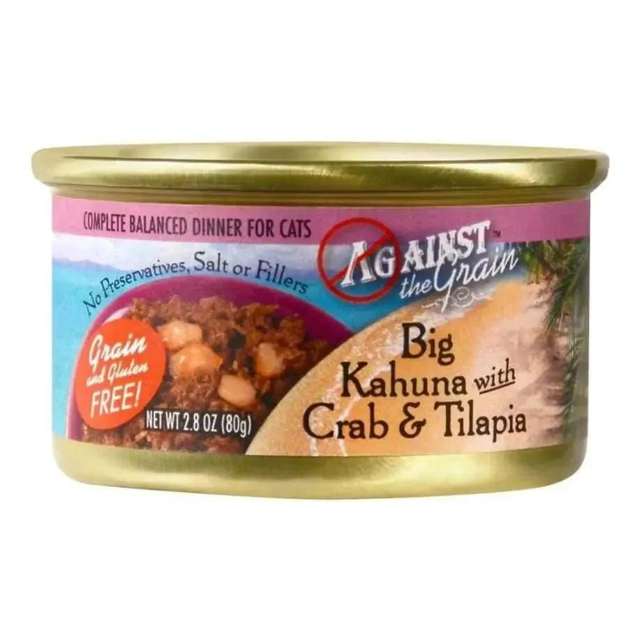 Against the Grain Big Kahuna With Crab & Tilapia Dinner For Cat Food 2.8-oz, case of 24