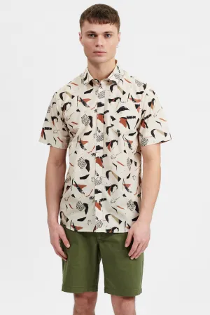 AKKIAN SS AOP SHIRT - Brown Rice