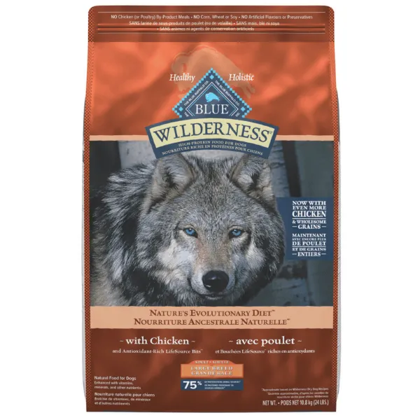 BLUE Wilderness Large Breed Chicken Recipe with Grains Dry Dog Food, 24lb