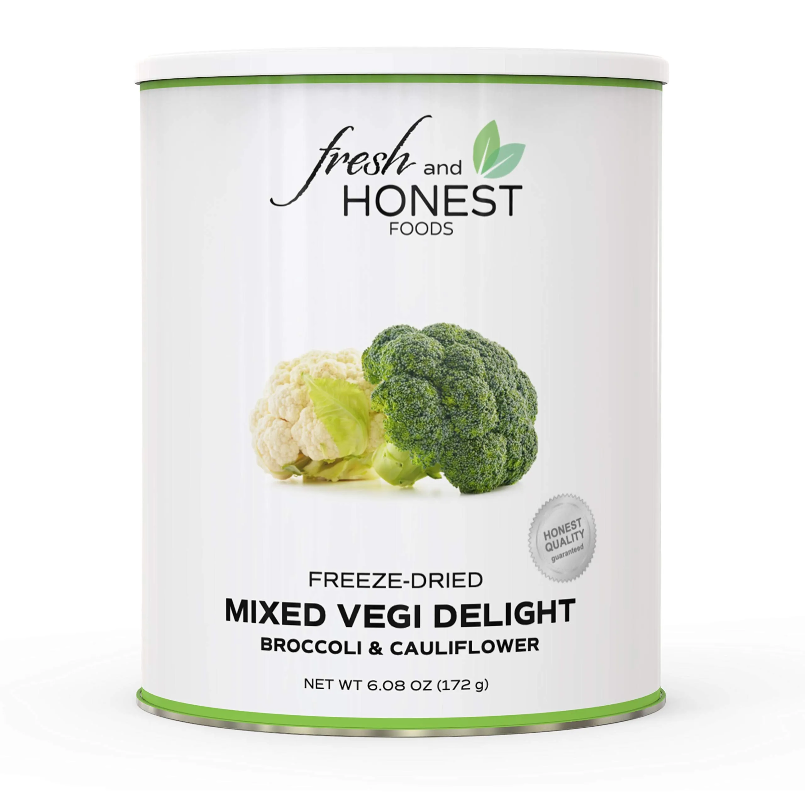 Fresh and Honest Foods Freeze-Dried Mixed Vegetables 100% All Natural (Broccoli and Cauliflower) 6.0 OZ #10 Can