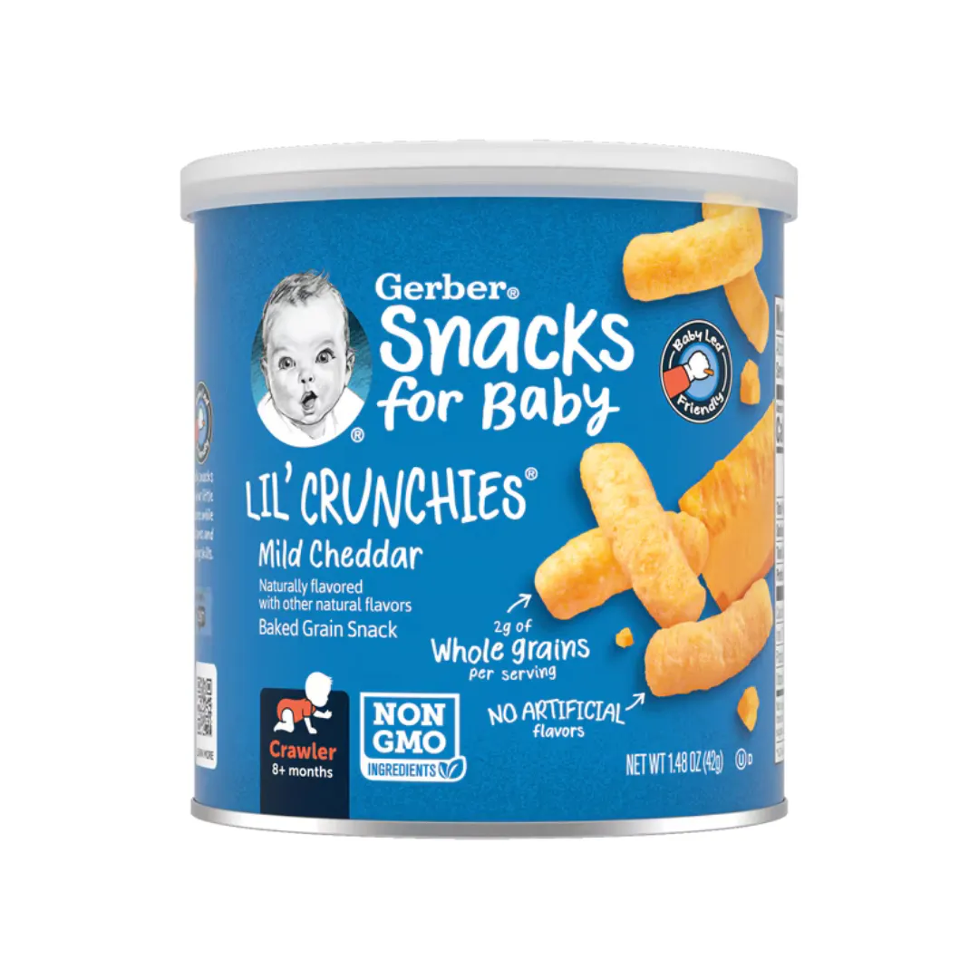 Gerber Lil Crunchies - (42g) Veggie Dip/ Vanilla Maple/ Apple Sweet Potato/ Mild Cheddar/ Garden Tomato