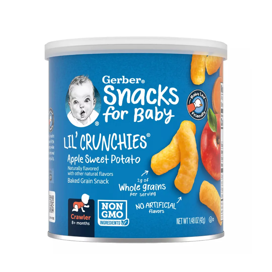 Gerber Lil Crunchies - (42g) Veggie Dip/ Vanilla Maple/ Apple Sweet Potato/ Mild Cheddar/ Garden Tomato