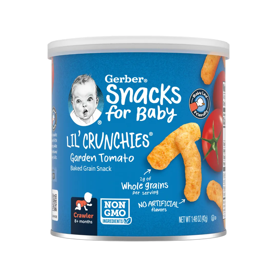 Gerber Lil Crunchies - (42g) Veggie Dip/ Vanilla Maple/ Apple Sweet Potato/ Mild Cheddar/ Garden Tomato