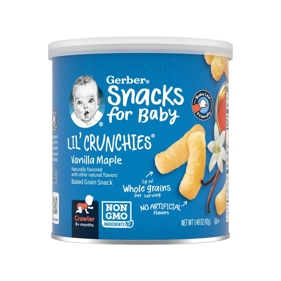 Gerber Lil Crunchies - (42g) Veggie Dip/ Vanilla Maple/ Apple Sweet Potato/ Mild Cheddar/ Garden Tomato