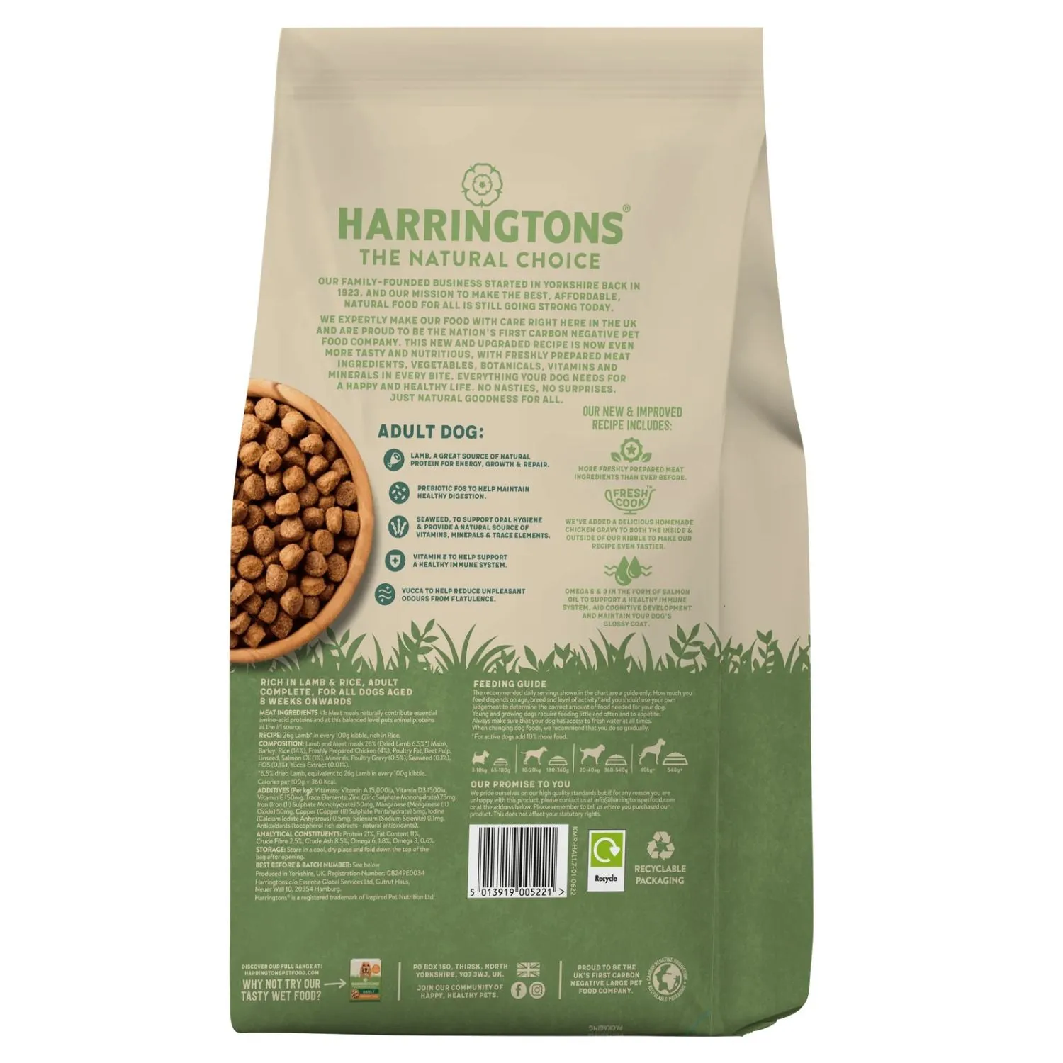 Harringtons 1.7kg Adult Rich in Lamb & Rice Adult Dry Dog Food