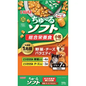 Inaba Dog Churu Soft Meal Chicken Fillet with Vegetables & Cheese Variety 27g x 7 (TDD06)