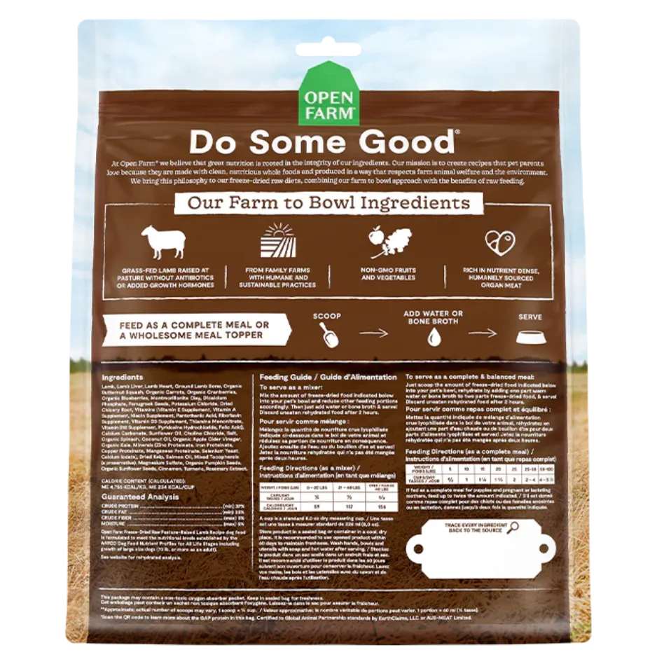 Open Farm Grain-Free Freeze Dried Raw Lamb Dog Food