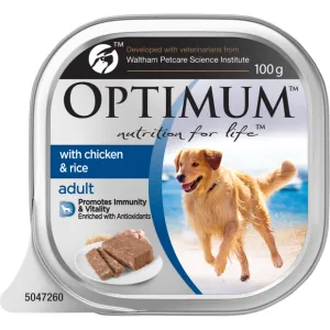 Optimum With Chicken And Rice Adult Wet Dog Food 100g x 24