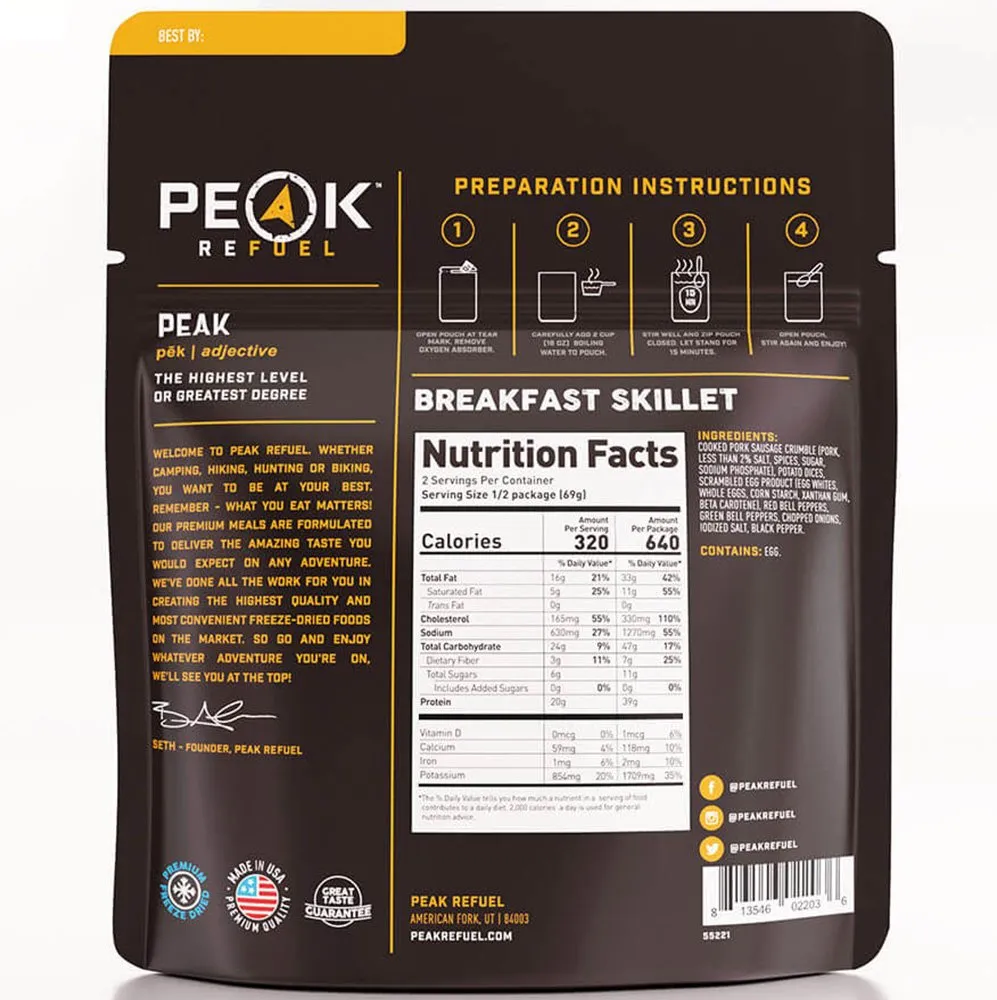 Peak Refuel Freeze-Dried Breakfast Skillet Pouch - 2 Serving Pouch