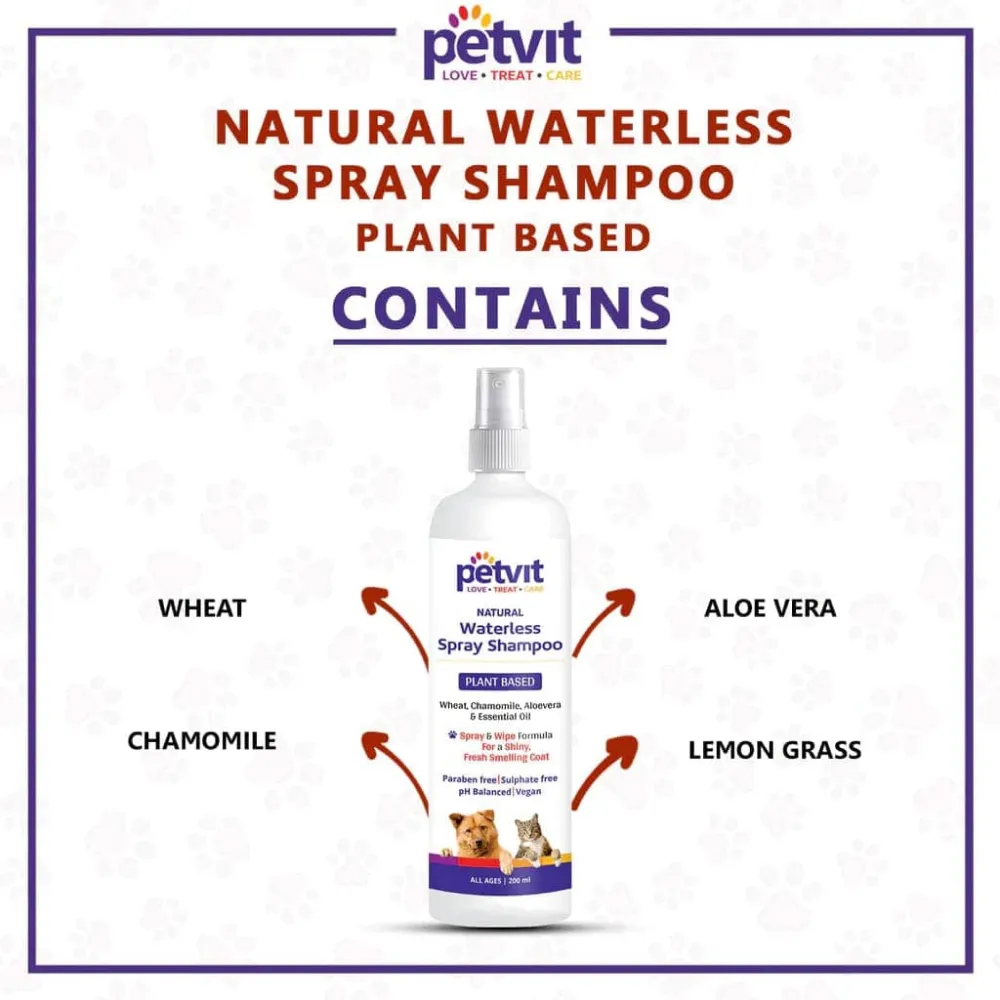 Petvit Plant Based Natural Waterless Shampoo for Dogs