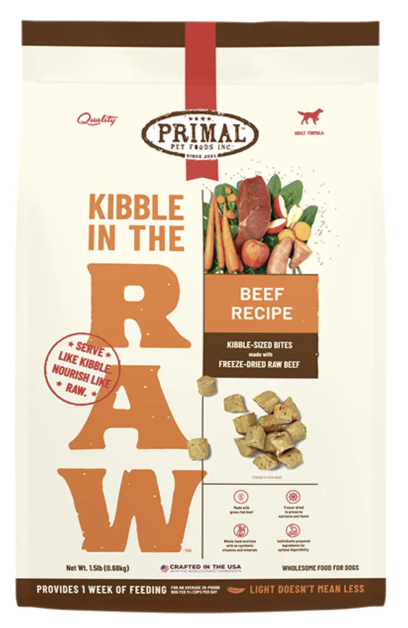 Primal Dog Kibble in the Raw Beef