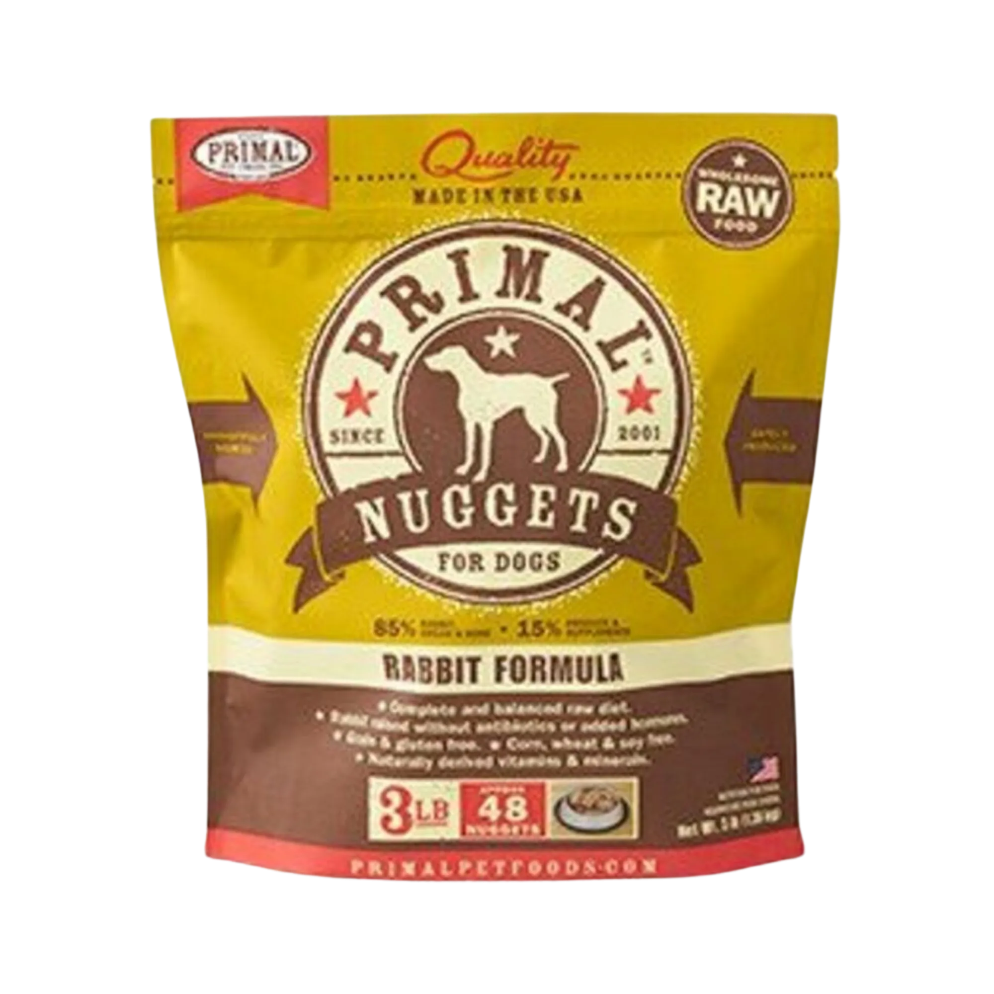 Primal Nuggets Rabbit Formula Frozen Raw Dog Food 3 lbs