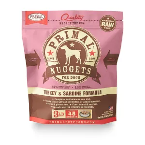 Primal Nuggets Turkey & Sardine Formula Frozen Raw Dog Food 3 lbs