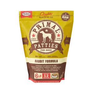 Primal Patties Rabbit Formula Frozen Raw Dog Food 6 lbs