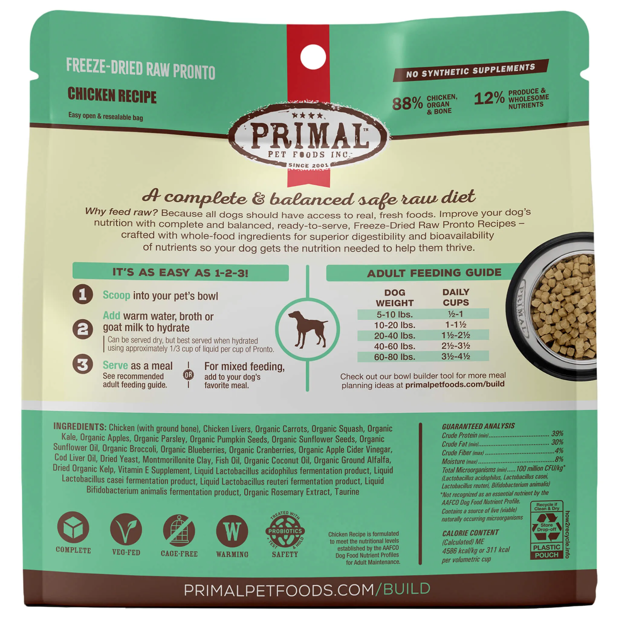 Primal Pet Foods Pronto Freeze-Dried Raw Dog Food