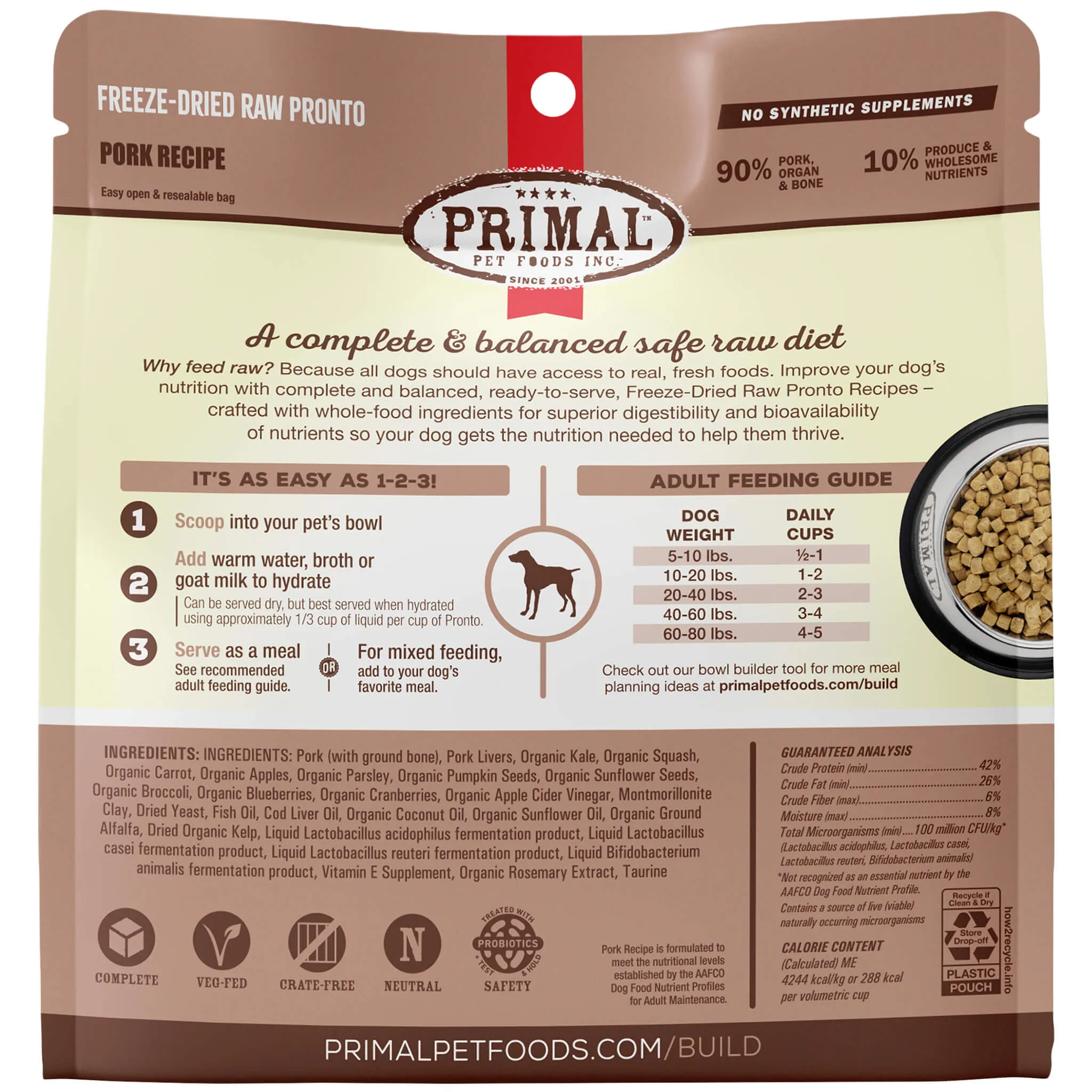 Primal Pet Foods Pronto Freeze-Dried Raw Dog Food