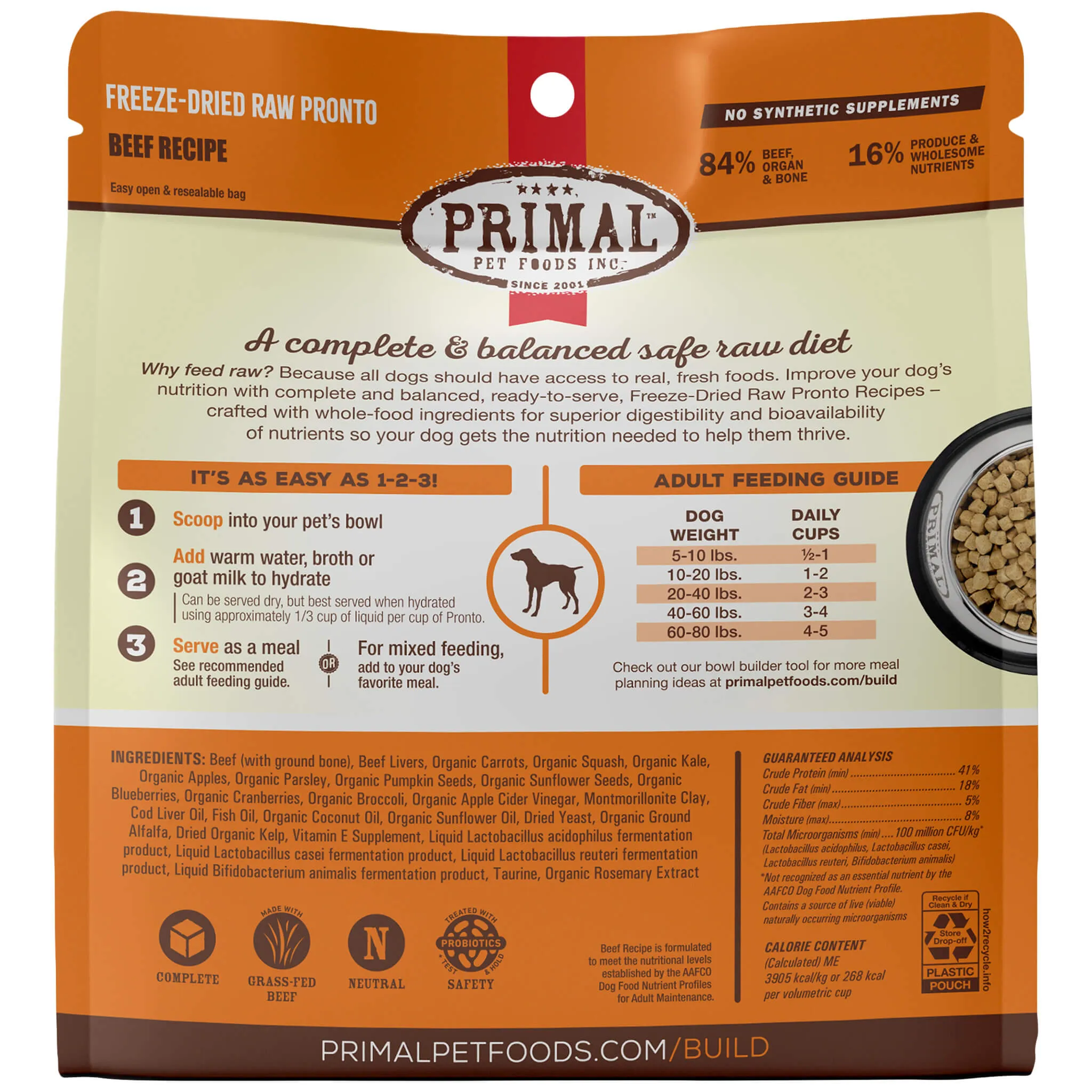 Primal Pet Foods Pronto Freeze-Dried Raw Dog Food