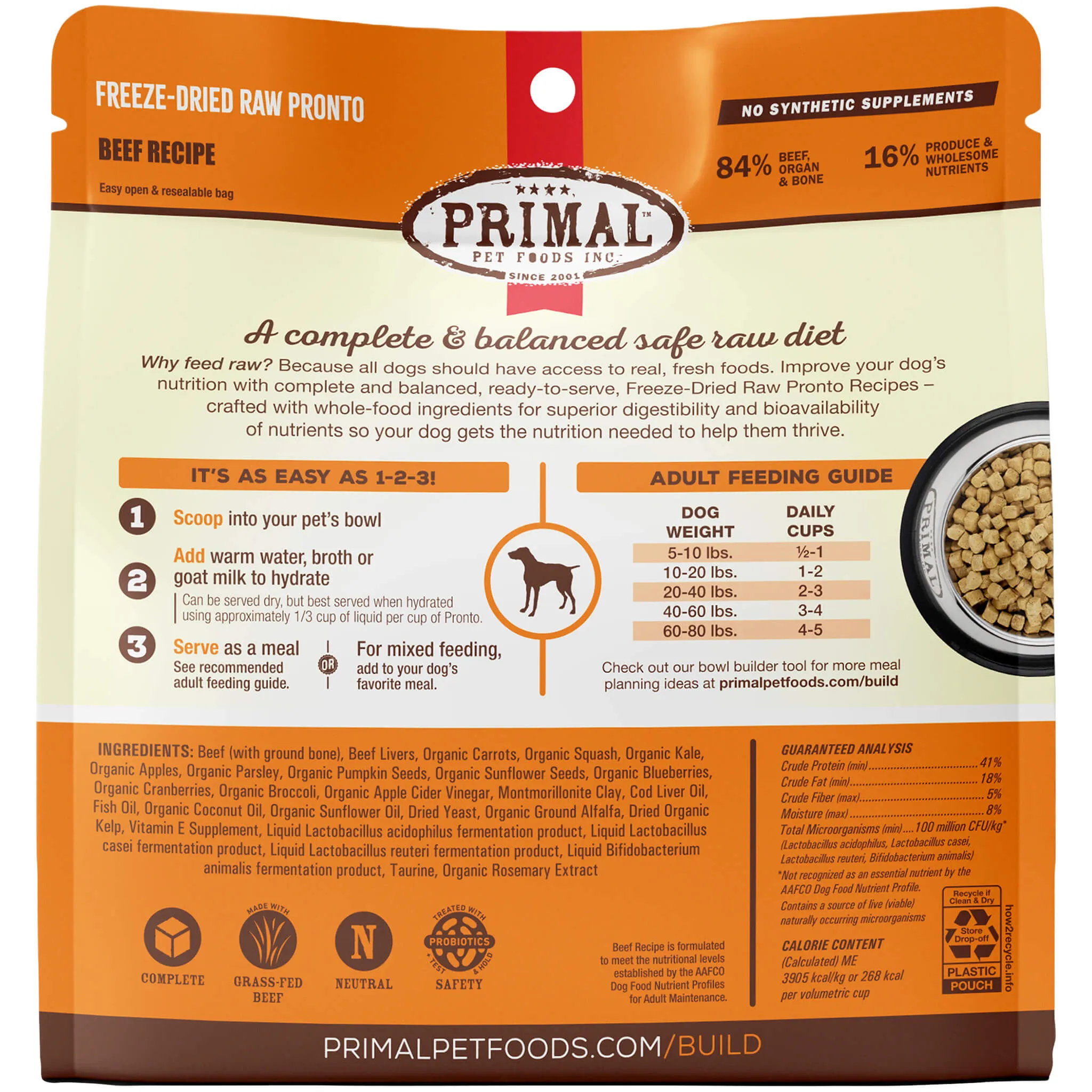 Primal Pet Foods Pronto Freeze-Dried Raw Dog Food