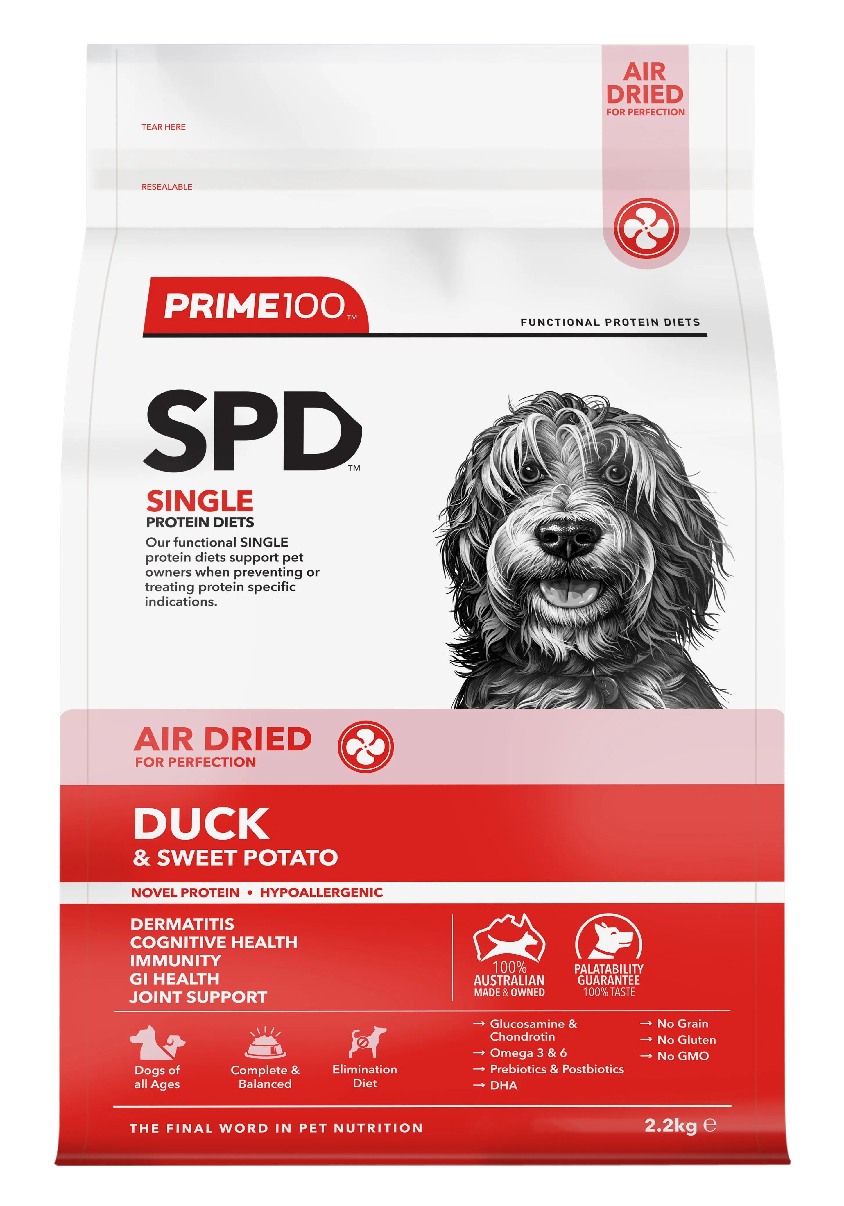 Prime100 Air Dried Dog Food Duck & Sweet Potato