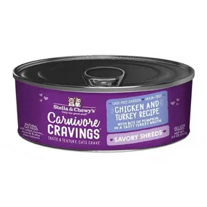 Stella & Chewy's Carnivore Cravings Savory Shreds Chicken & Turkey Recipe Cat Food