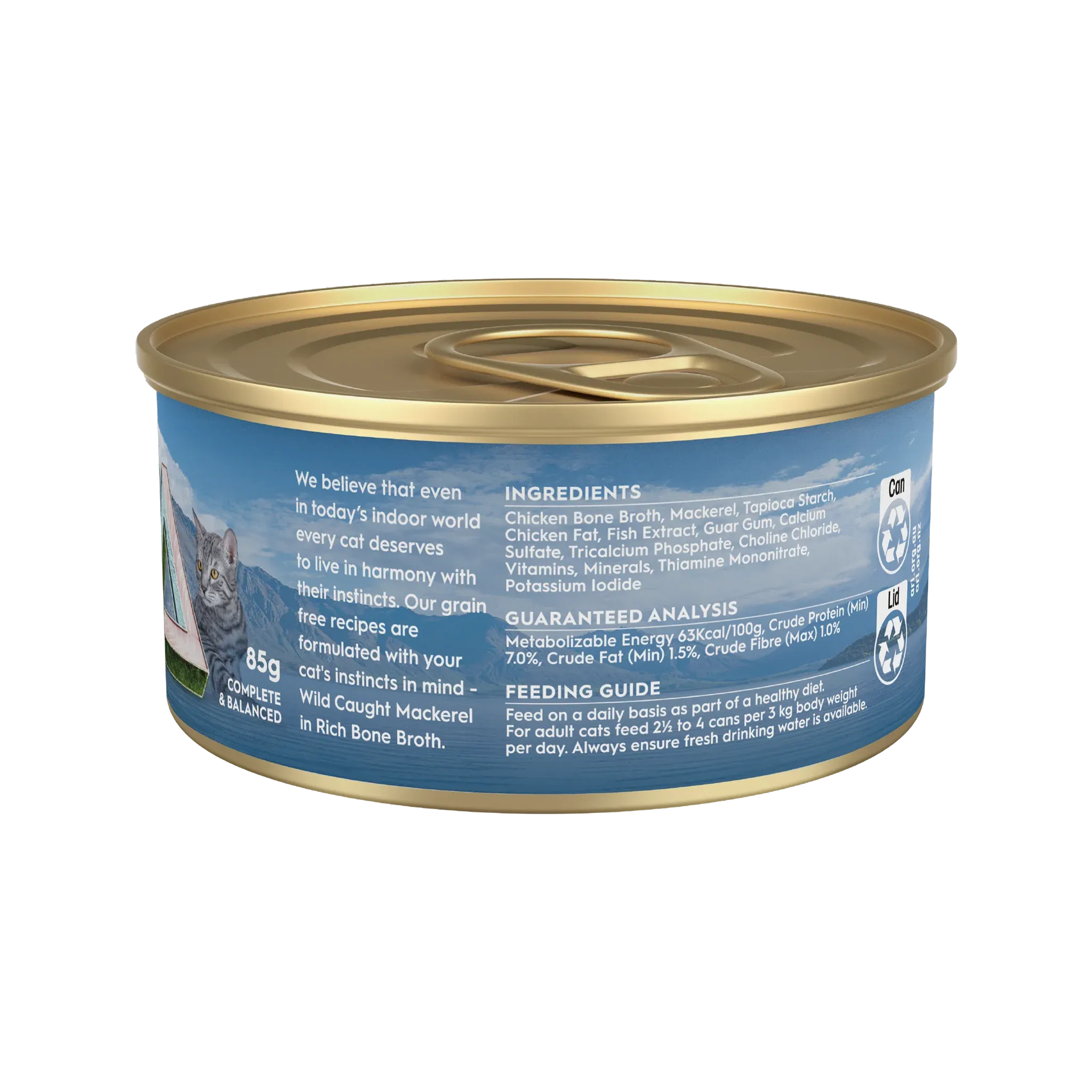 Trilogy Mackeral in Bone Broth Adult Cat Wet Food 85g x 24***