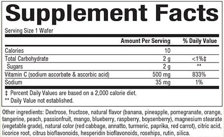 VITAMIN C 500 MG FOUR MIXED FRUIT FLAVORS, CHEW WAFERS