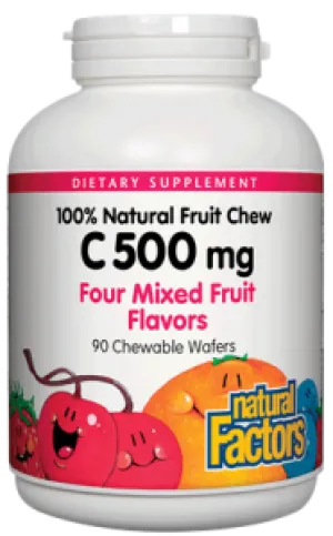 VITAMIN C 500 MG FOUR MIXED FRUIT FLAVORS, CHEW WAFERS