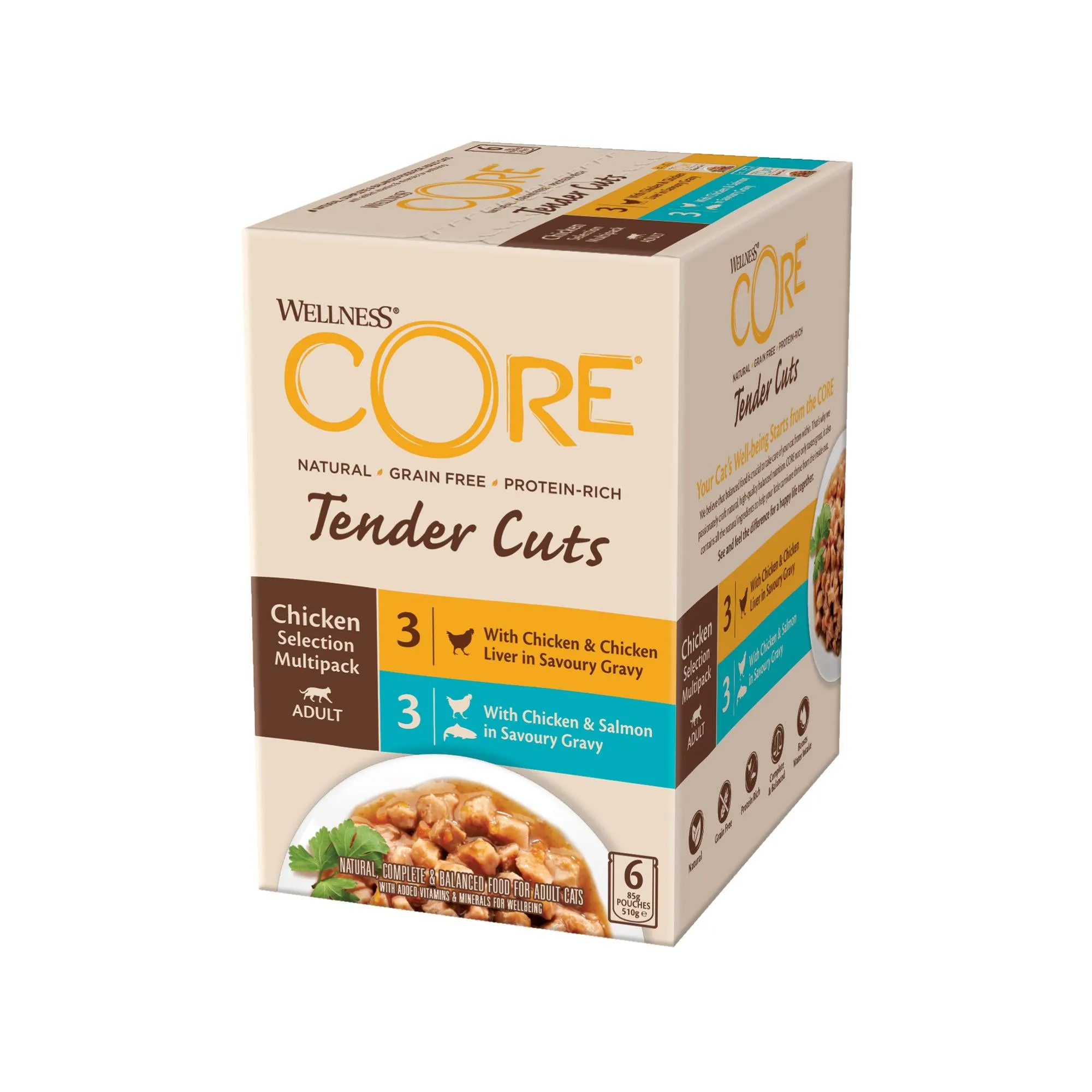 Wellness CORE Tender Cuts Chicken Selection Multipack Wet Cat Food 85g x 6