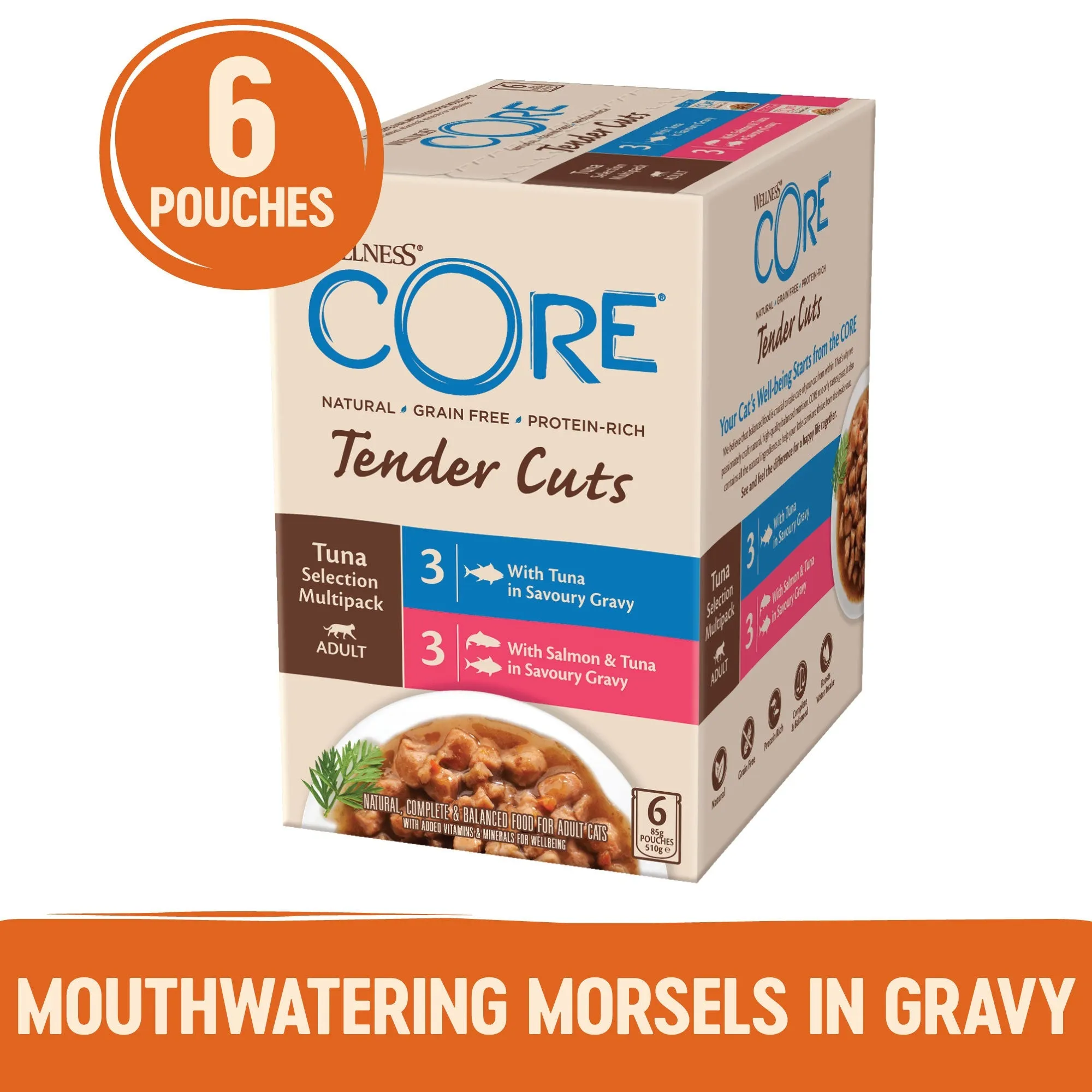 Wellness CORE Tender Cuts Tuna Selection Multipack Wet Cat Food 85g x 6