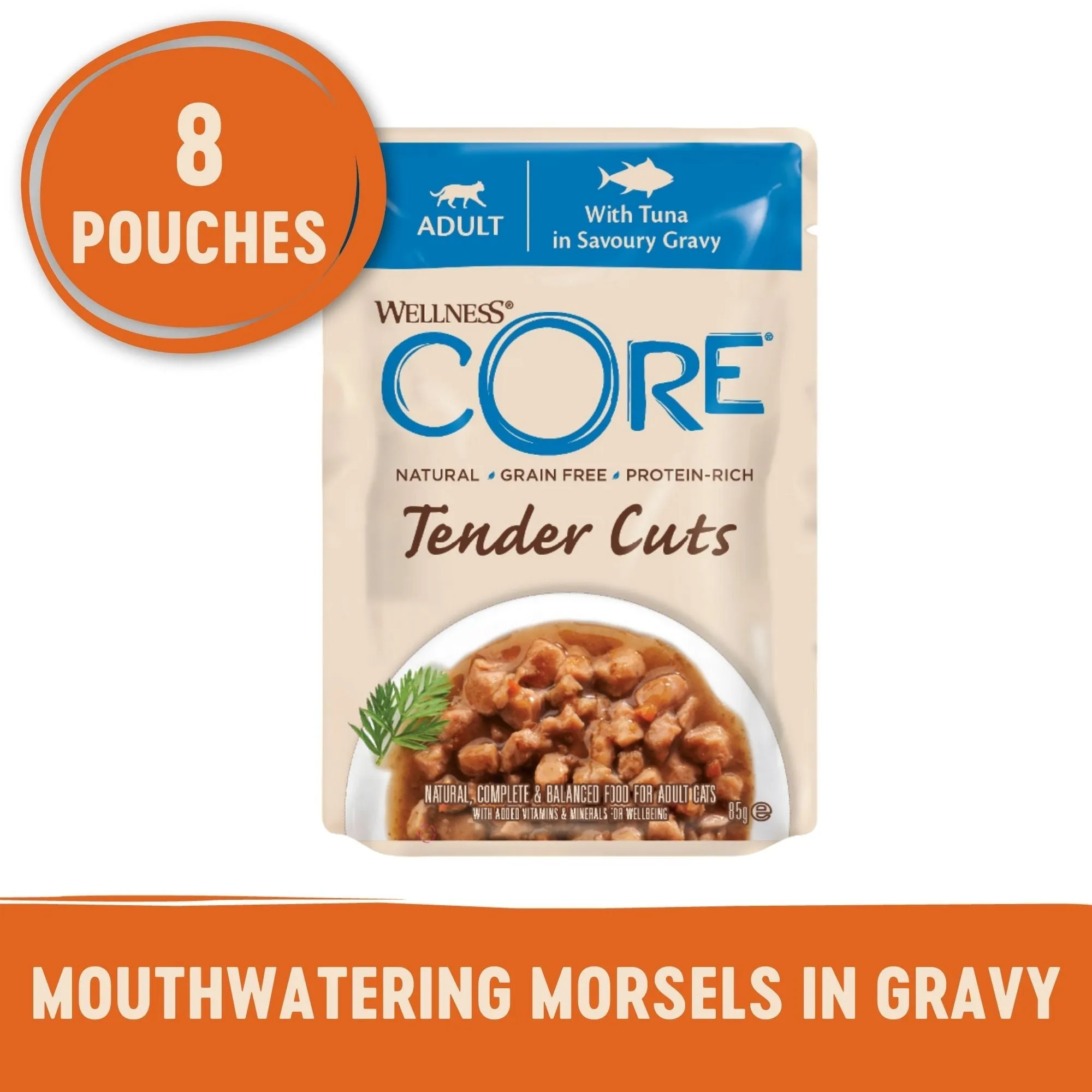 Wellness CORE Tender Cuts with Tuna in Gravy Wet Cat Food 85g x 8